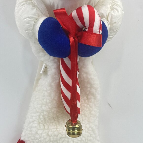 Vintage Snowman Christmas Stocking Parachute Fabric Sherpa Hat Candy Cane 24" - Picture 3 of 16
